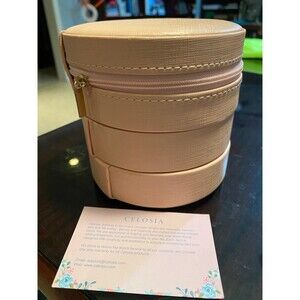 Celosia Pink faux leather jewelry box with separate travel compartment NWT